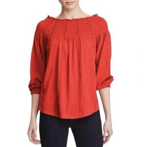 Lauren Ralph Lauren Women’s XL Red Smocked Off-Shoulder 3/4 Sleeve Blouse